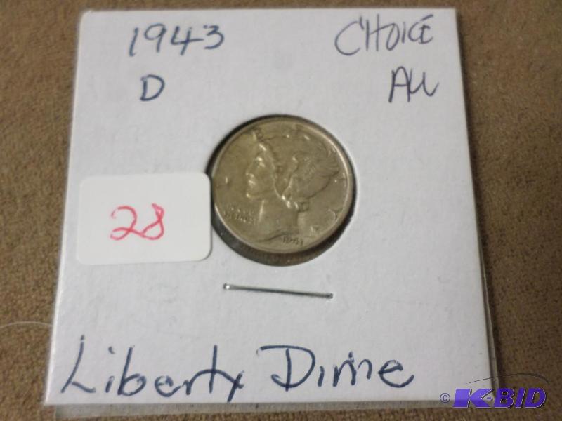 1943-D Mercury Dime, EFAU With Some Nice Nat...