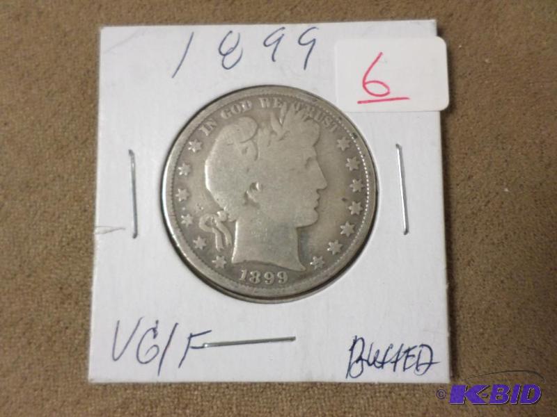 1899 Barber Half Dollar, VGF, Noting High Fe...