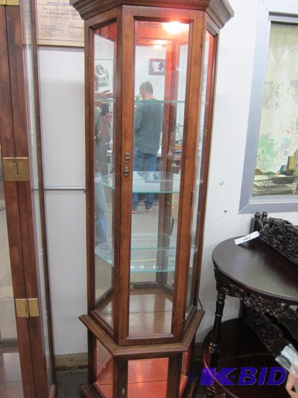 Lighted Wood and Glass Display Case