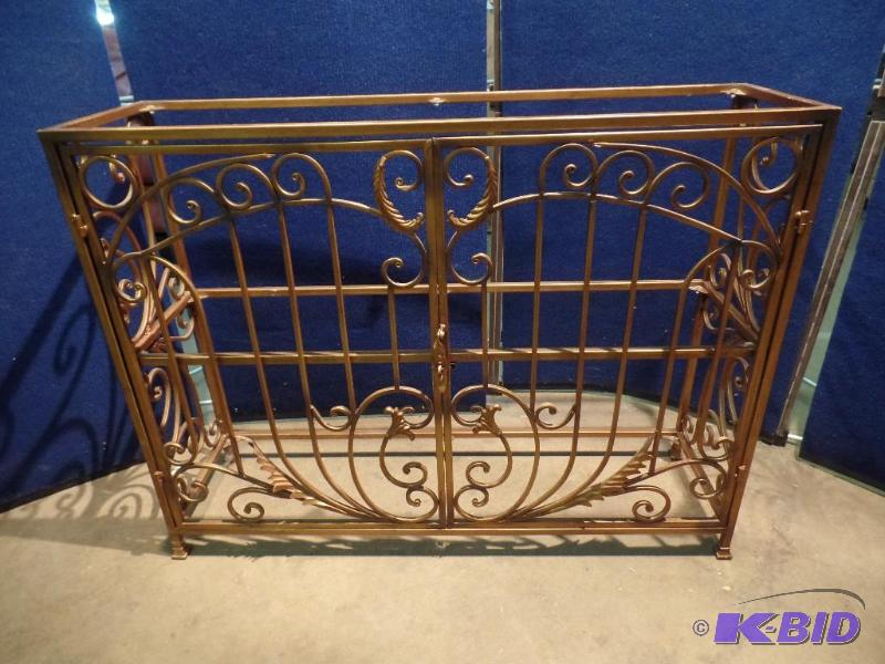 Ornate Metal Display with Glass Shelves