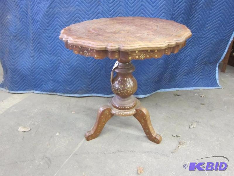 Wood and Inlaid Accent Table