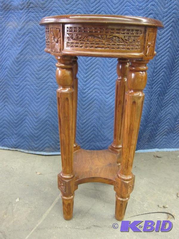 Wood and Inlaid Accent Table