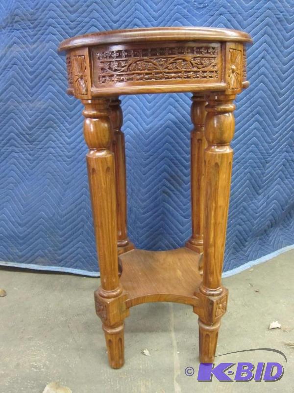 Wood and Inlaid Accent Table