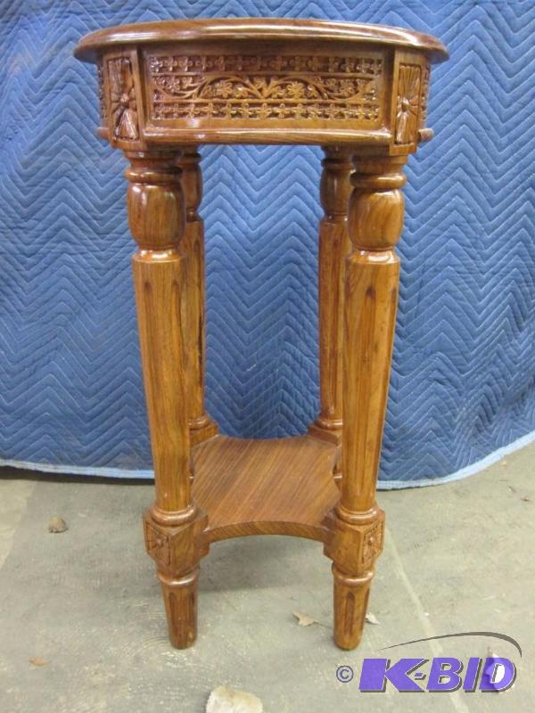 Wood and Inlaid Accent Table