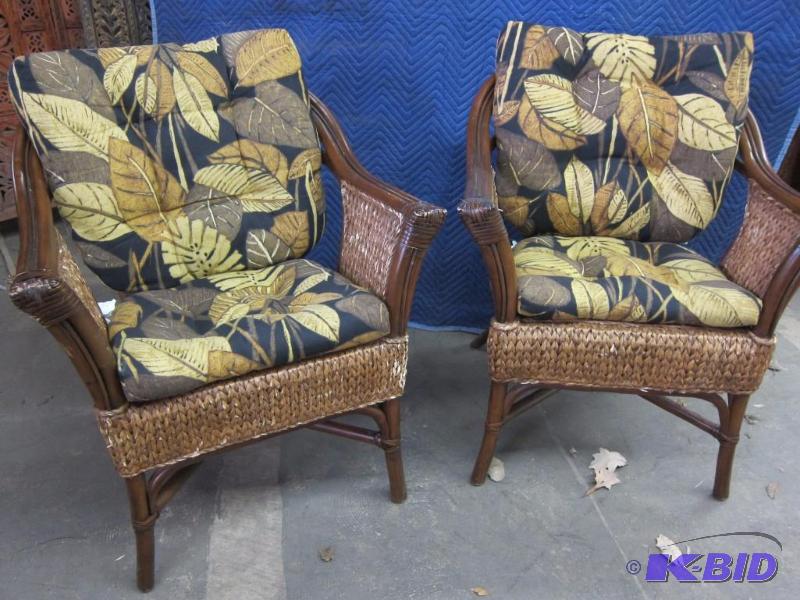 Rattan and Upholstered Chairs