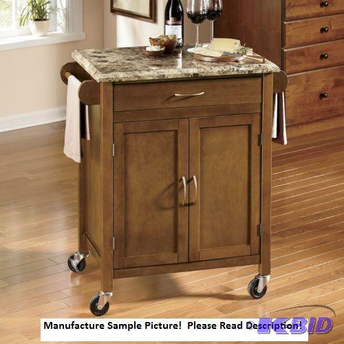 Faux Marble Top Kitchen Cart - Has oak finish...