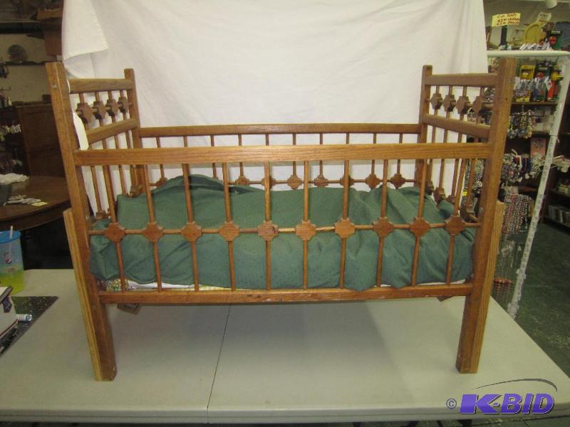 Antique Oak Doll or Teddy Bear Crib