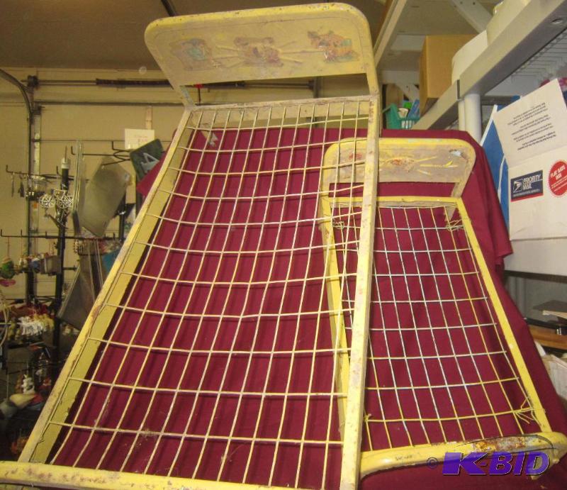 Antique Set of 2 Metal Doll Beds Yellow