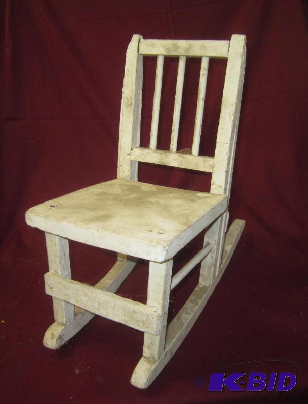 Antique White Doll Wood Rocker