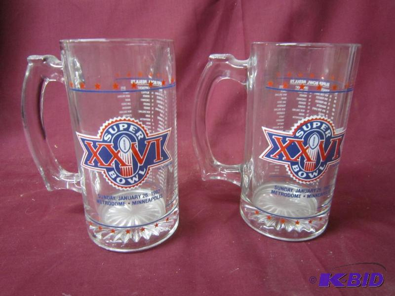 2 Collectible Superbowl Glasses from Jan 26th 1992 at the Metronome
