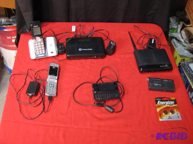 two cell phones, router and modem home phone ...