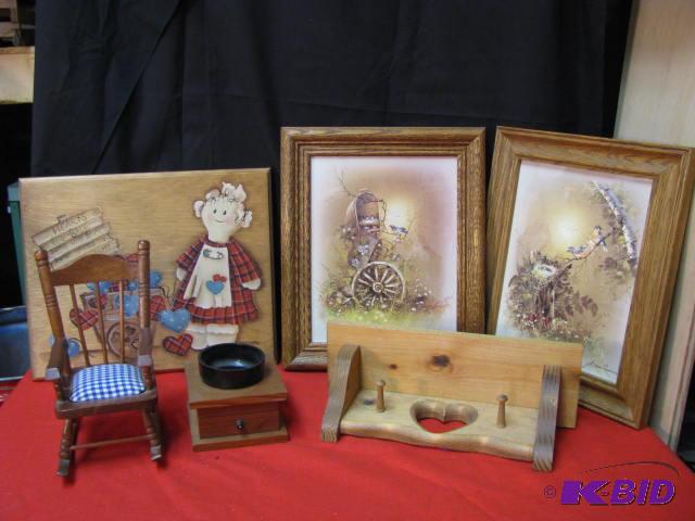 lot of wooden decor items...