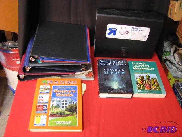 three ring&nbspbinders, self help books...