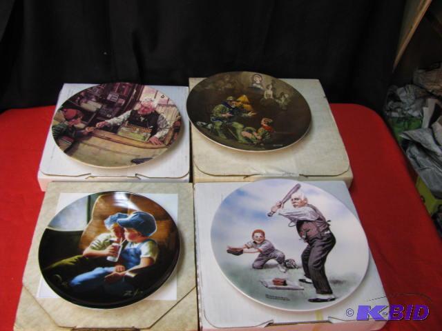 four Norman Rockwell boyhood collector plates...