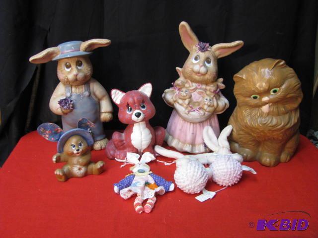 larger ceramics mostly bunnies and spring the...