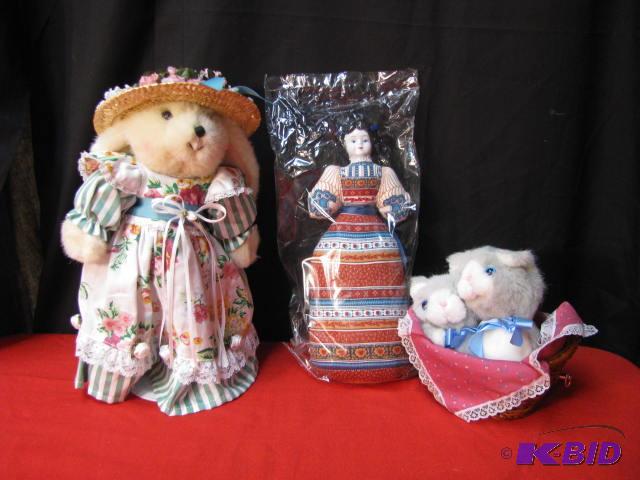 bear, Avon sachet doll with porcelain face an...