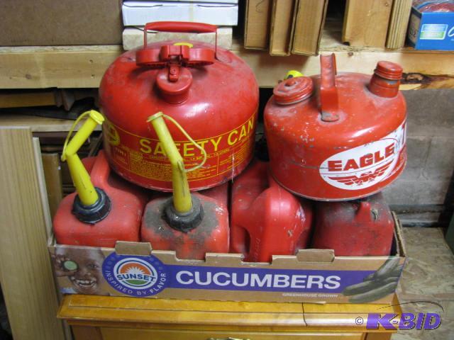 several gas cans two are metal&nbsp...