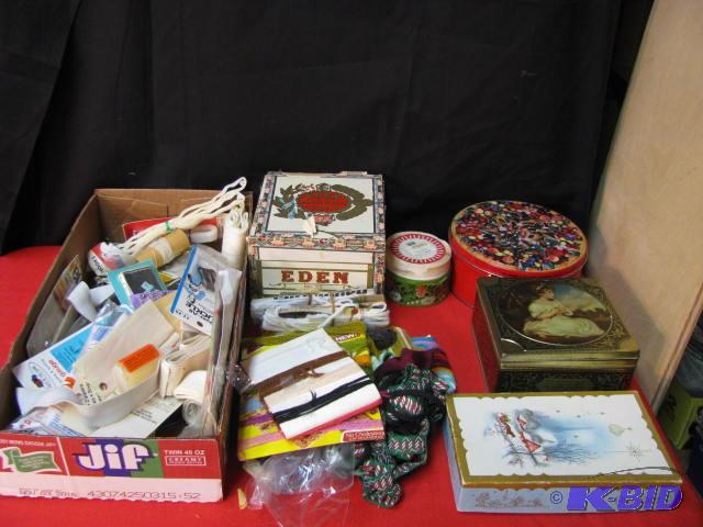 large lot of vintage sewing supplies in vario...