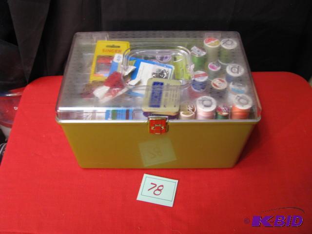 vintage sewing box filled with sewing items...