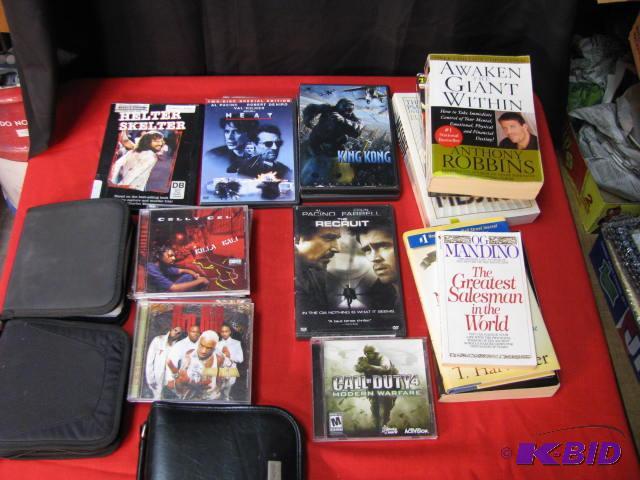 DVD, Cd, video game, books and CD holders...