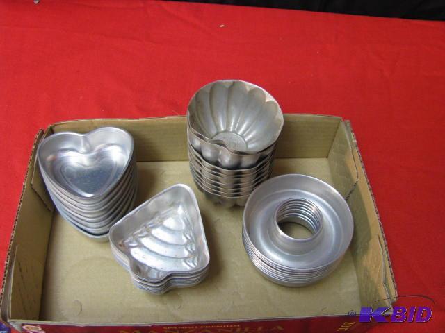 vintage aluminum marked JELL-O molds, and thr...