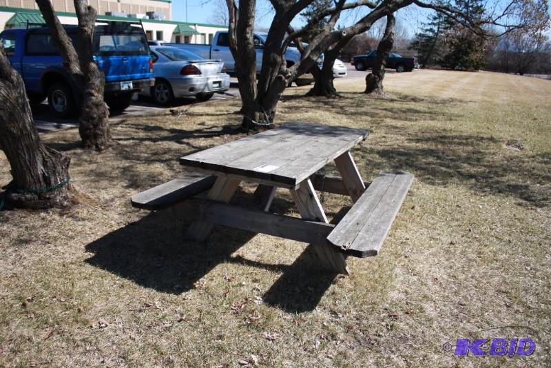 lot 113 image: 62x72x27 12 Wooden Picnic Table.
