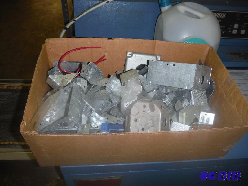 lot 114 image: Box Lot of Miscellaneous Electrical BoxesConduit Boxes & Outlet Face Plates Metal.