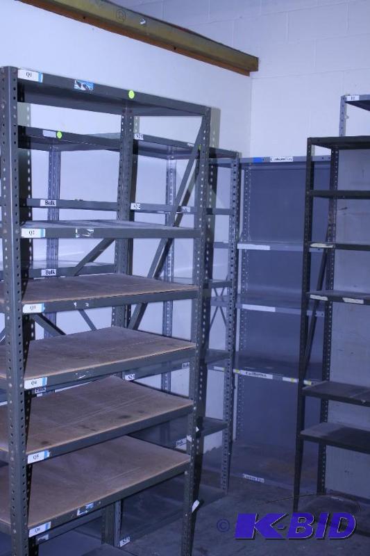 lot 12 image: Lot of (3) Open Metal Shelving Units (1) 12x36x75 (1) 17 12x36x75 and (1) 17 12x36x73.