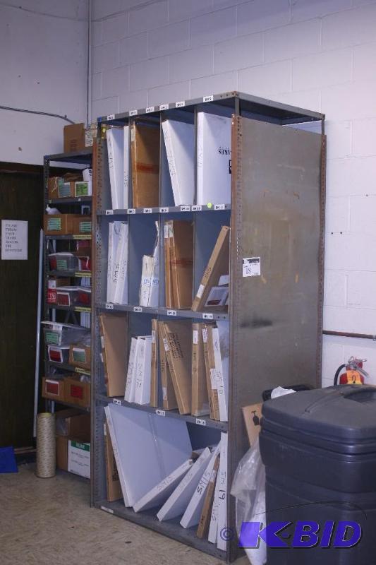 lot 18 image: 30x43x89 12 Closed Metal Shelving Unit with Dividers, Contents Not included.