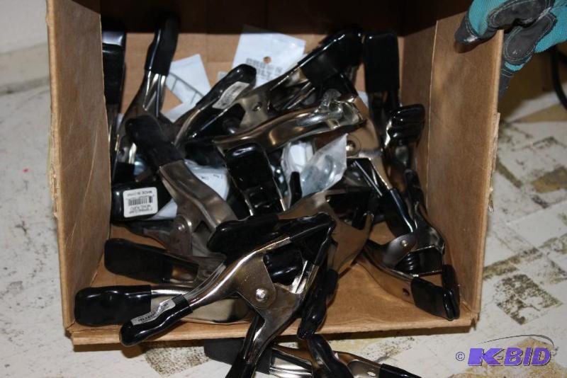lot 38 image: Box Lot of 2 Spring Clamps and Hardware.
