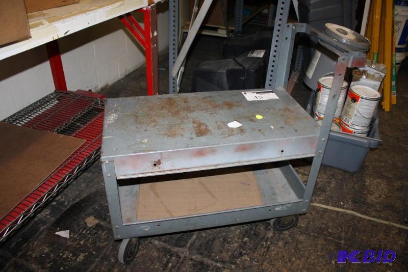 lot 45 image: 16x30x32 Metal Rolling Cart with Bottom Storage Area.