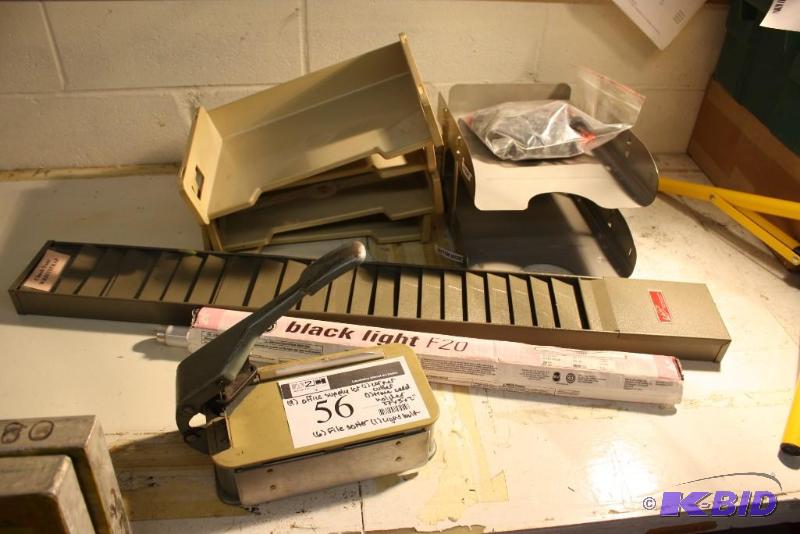 lot 56 image: Lot of (9) Including (1) Corner Cutter (1) Time Card Holder, 37x5x2 (1) Light Bulb and More.