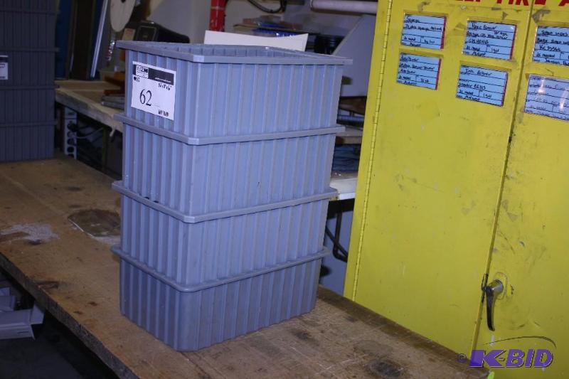 lot 62 image: Lot of (4) Gray Storage Bins, 16x11x6.
