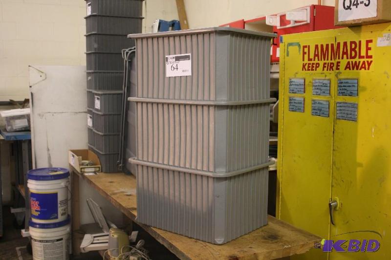 lot 64 image: Lot of (3) Gray Storage Bins, 17x22.5x12.