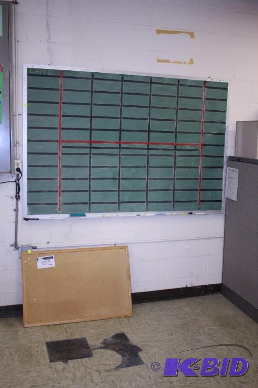 lot 72 image: Lot of (2) Boards Including (1) 72x48 Chalk Board and (1) 35x23 Cork Board.