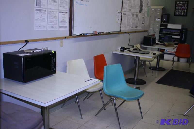 lot 76 image: Lot of (8) Including (5) Chairs and (3) 35 12x35 12x29 Tables, Contents Not Included.