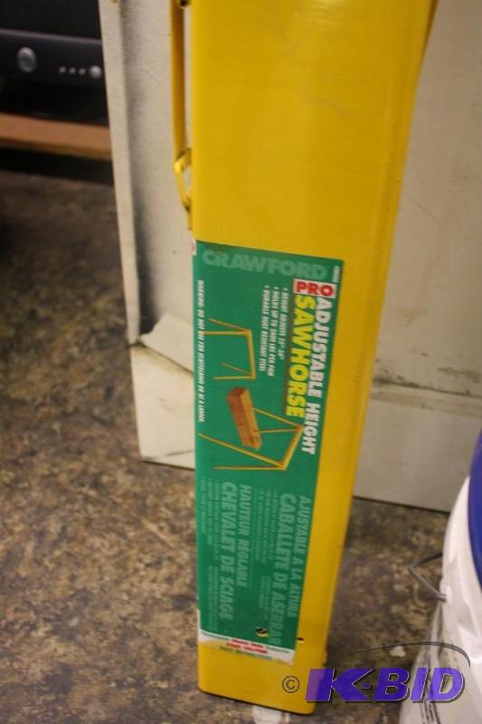lot 82 image: Lot of (2) Folding and Adjustable Sawhorses, 38x4x25-34
