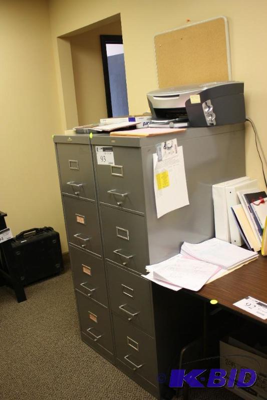 lot 93 image: Lot of (2) Metal Filing Cabinets, 28x15x52, Cabinets have 4 Drawers.