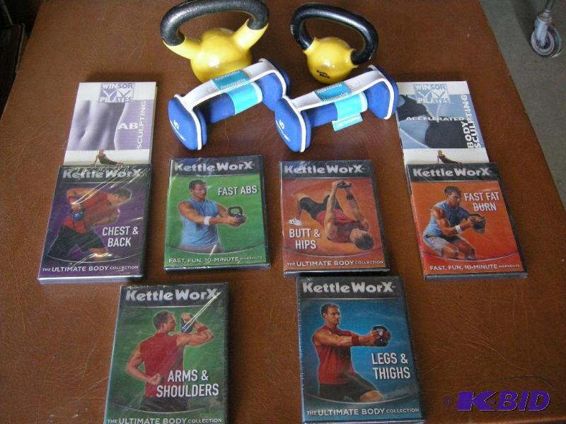 lot 136 image: Workout weightsDVDs