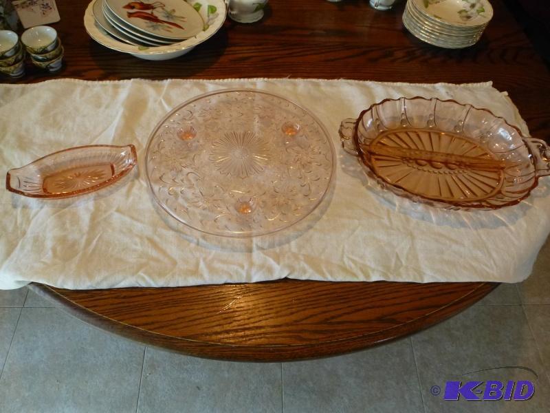 Antique Red Crystal serving set 3 piece Reli...