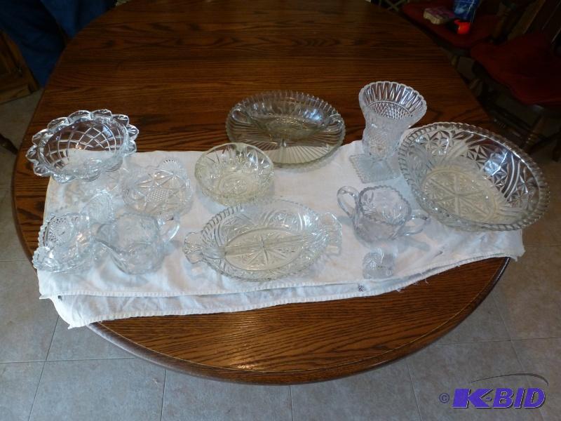 Antique clear crystal serving set Assorted c...