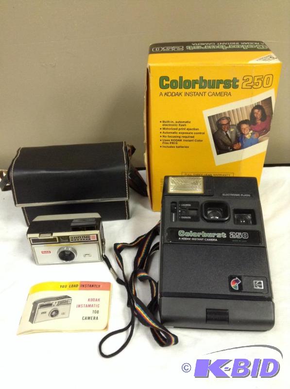 lot 19 image: 2 Vintage Kodak Cameras - Colorburst & Instamatic 100