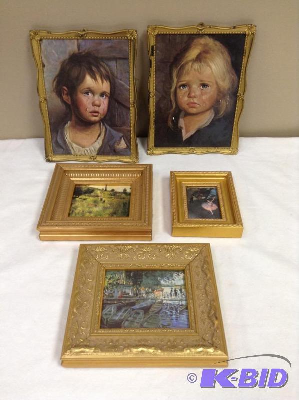 lot 38 image: Lot of five gold tone framed pictures