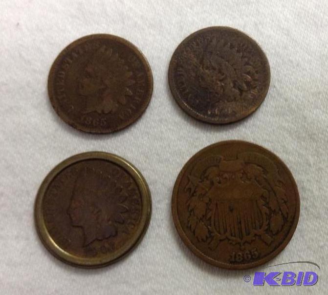 lot 4 image: Indian Head Pennies & 2 Cent Piece