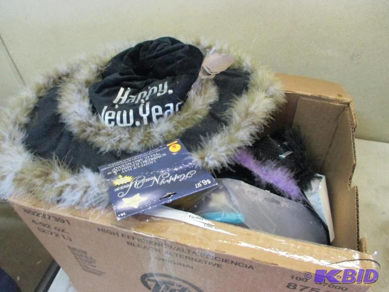 Box of new years eve decor...