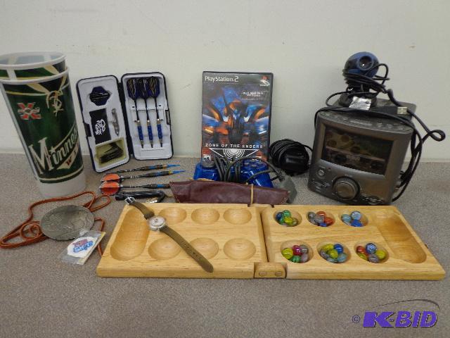 lot 101 image: Box of Assorted Boys Gadgets   Darts  Game Co...