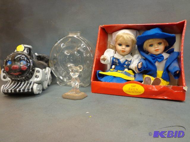 lot 102 image: Eden Collection Dolls, Ceramic Train and Mick...