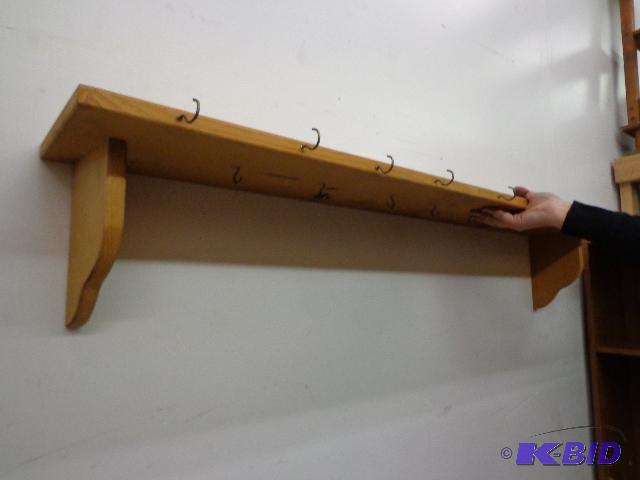 lot 11 image: Wood Shelf with Hooks   48 x 8 ...