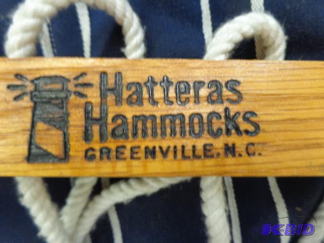 lot 133 image: Outdoor Blue and White Hammock&nbsp   55 x 9...