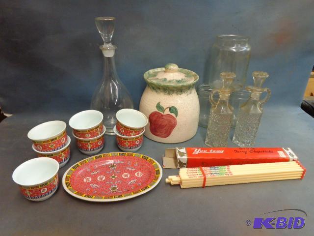 lot 147 image: China Cups, Chopsticks, Glass Jars and Apple ...